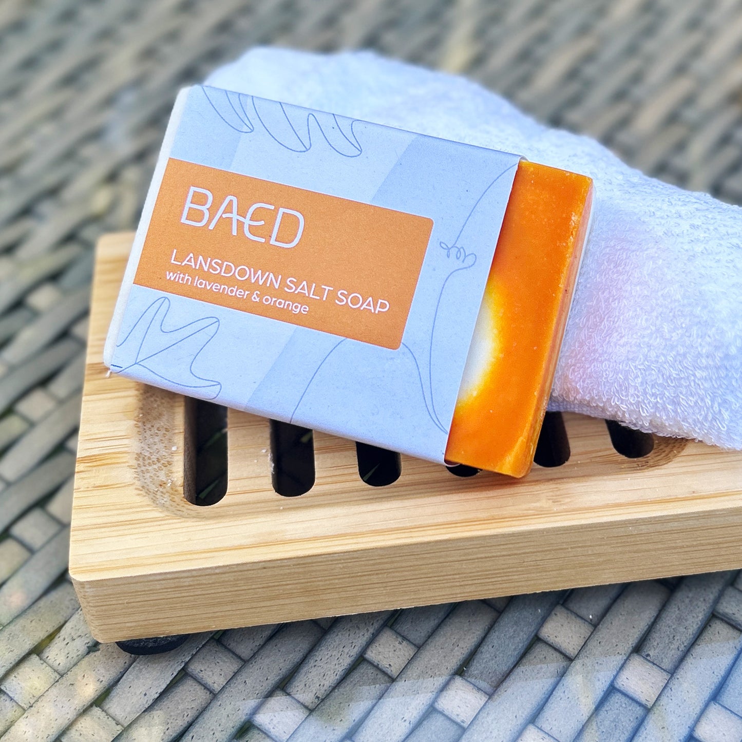 Salt Soap, Face Cloth & Bamboo Soap Dish Gift Set