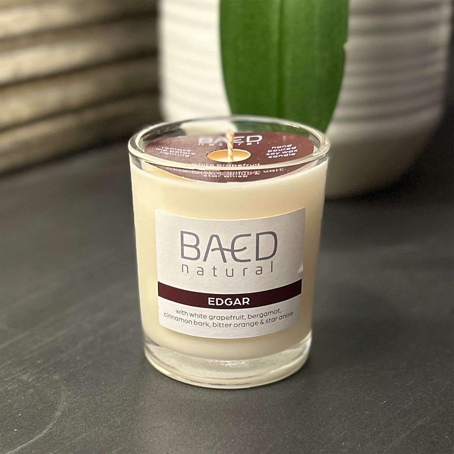 edgar soy wax votive candle front glass