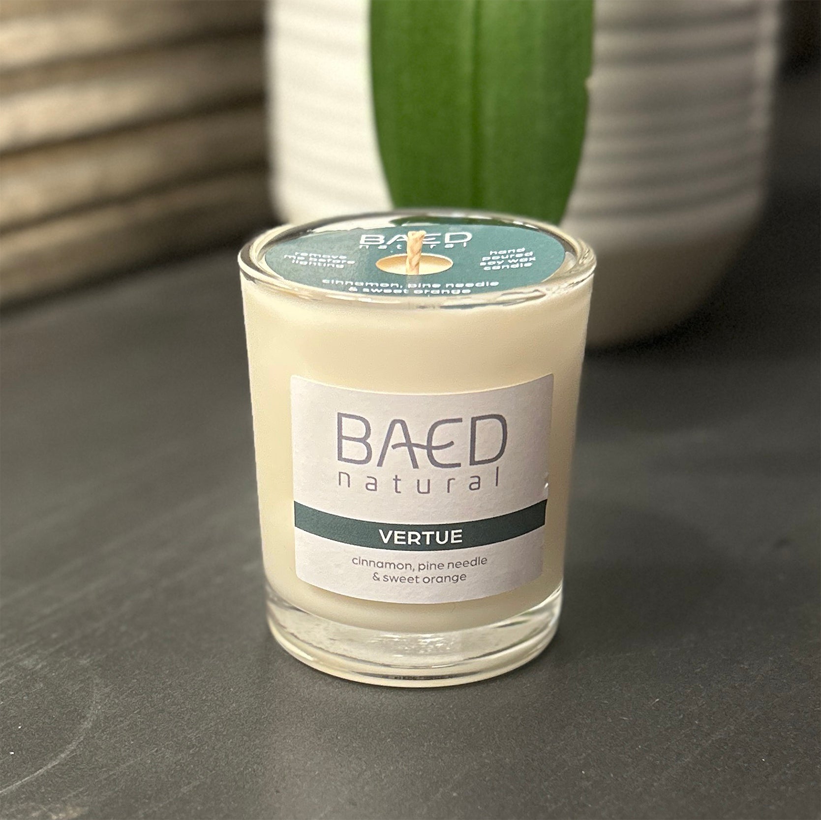 vertue soy wax votive candle front glass