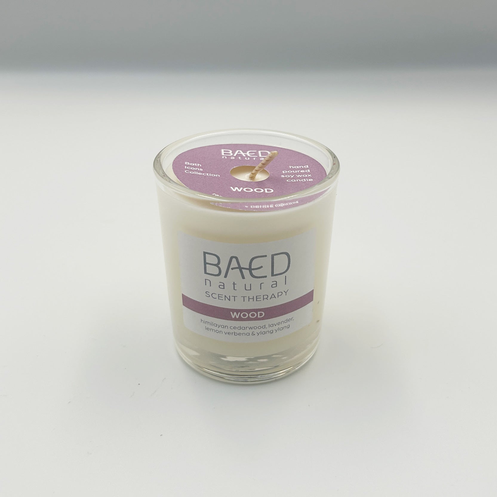 baed natural wood votive candle front glass